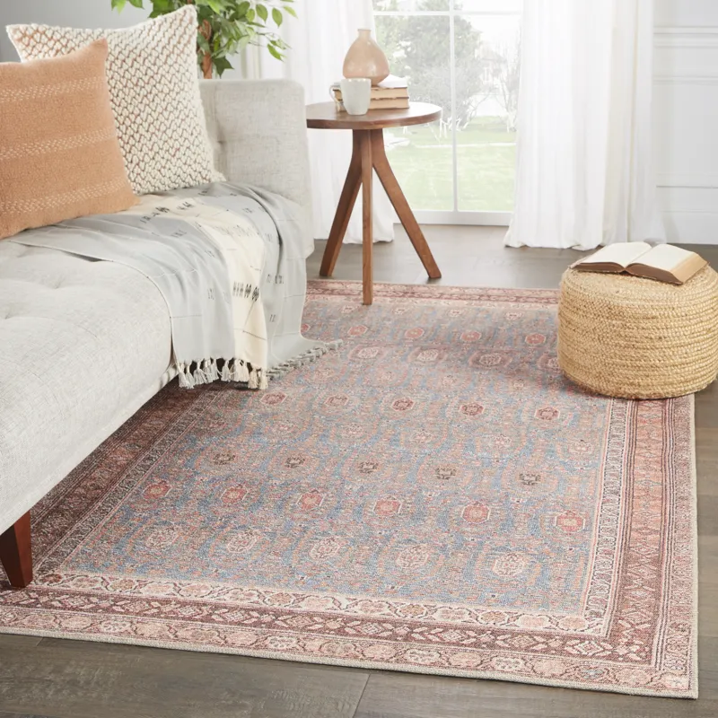 Medea Vibe by  Tielo Oriental Blue/ Brown Area Rug (5'X7'6")
