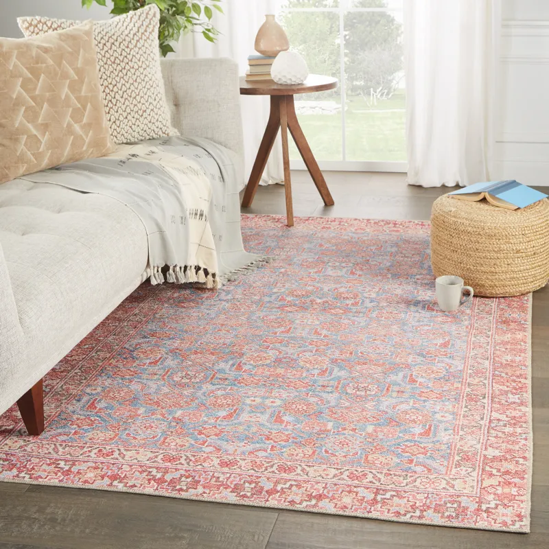Medea Vibe by  Kybele Oriental Blue/ Red Area Rug (5'X7'6")