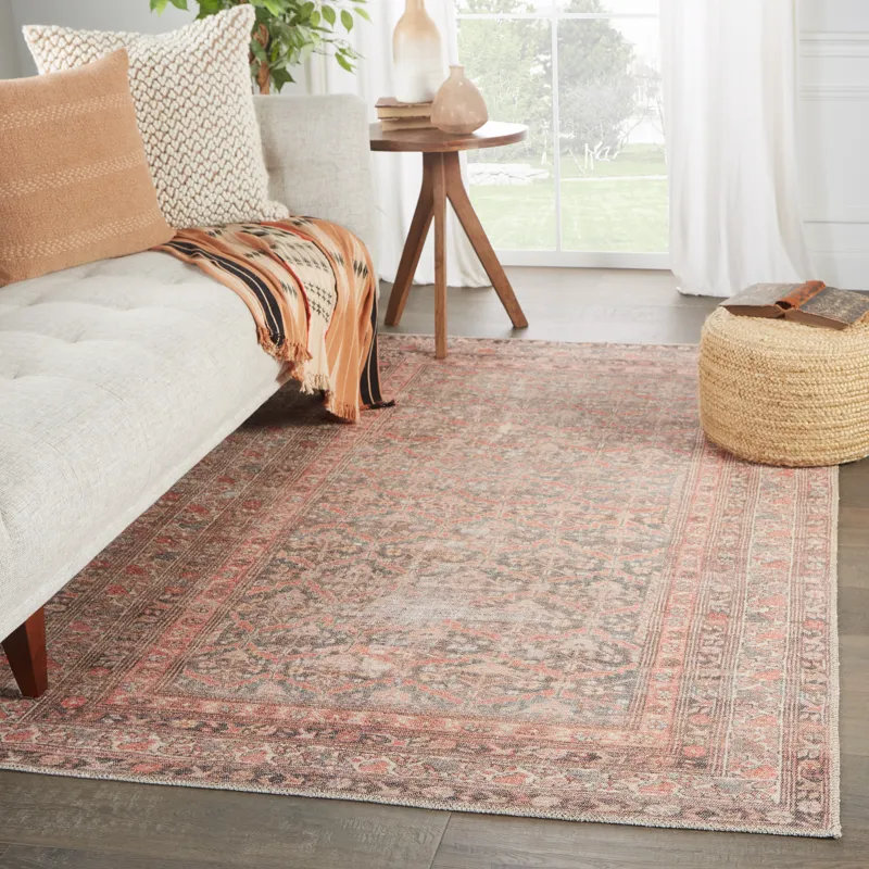Medea Vibe by  Estienne Trellis Rust/ Brown Area Rug (5'X7'6")