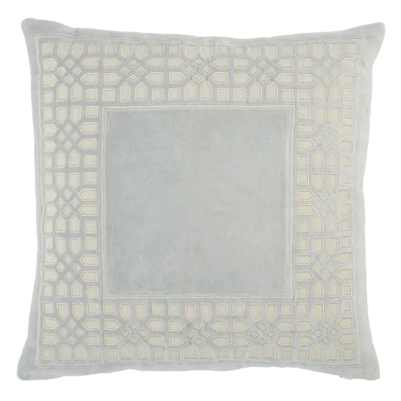 Mezza Azilane Trellis Light Blue/ Cream Poly Throw Pillow 22 inch