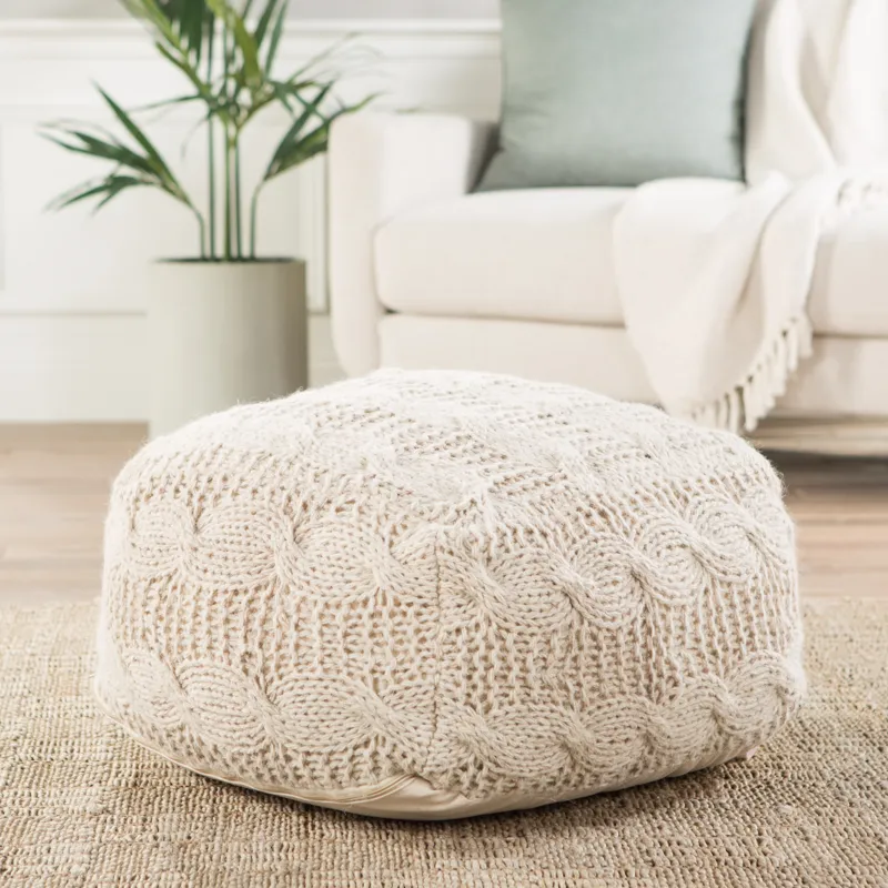 Milford Sh-oslo Textured Cream Cube Pouf