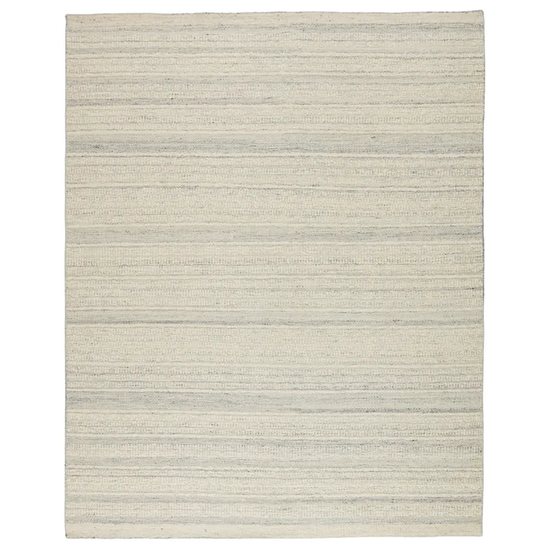 Mendoza Culver Handmade Striped Light Gray/ Cream Area Rug (5'X8')