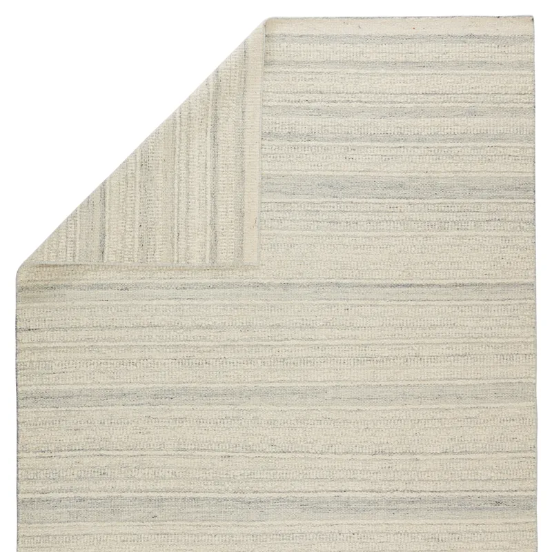 Mendoza Culver Handmade Striped Light Gray/ Cream Area Rug (5'X8')