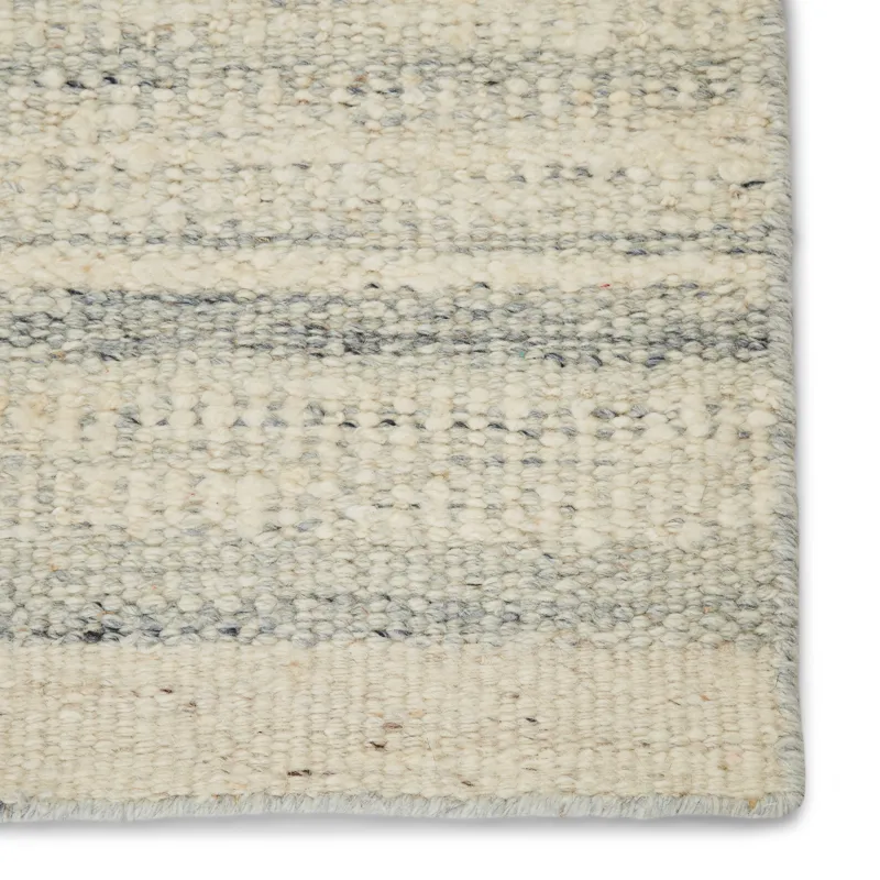 Mendoza Culver Handmade Striped Light Gray/ Cream Area Rug (5'X8')
