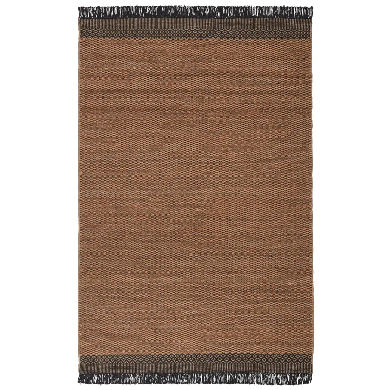 Mosaic Saanvi Natural Border Tan/ Black Area Rug (10'X14')