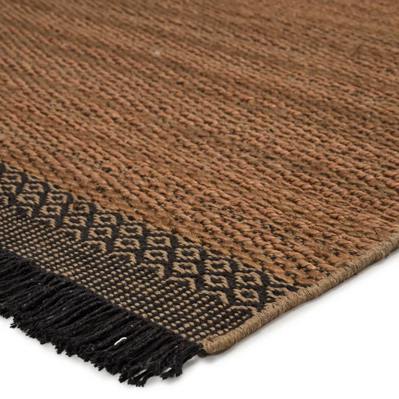 Mosaic Saanvi Natural Border Tan/ Black Area Rug (10'X14')