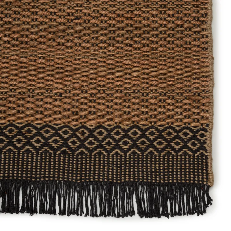 Mosaic Saanvi Natural Border Tan/ Black Area Rug (10'X14')