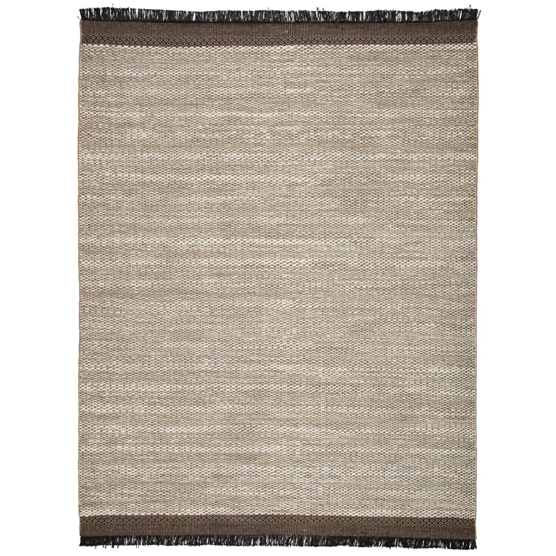 Mosaic Saanvi Natural Border White/ Black Area Rug (2'X3')