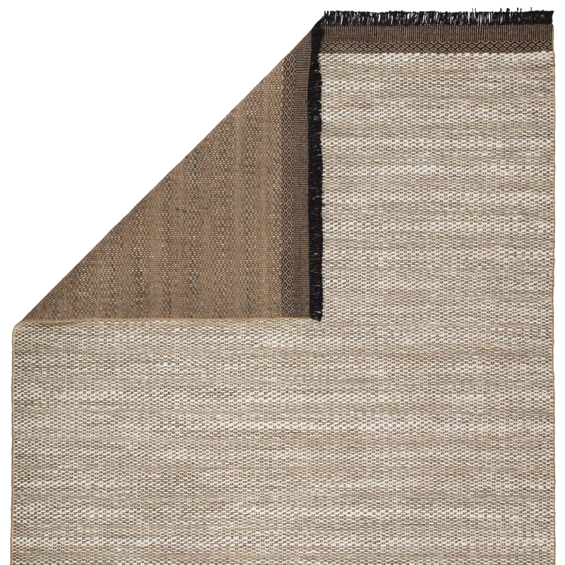 Mosaic Saanvi Natural Border White/ Black Area Rug (2'X3')