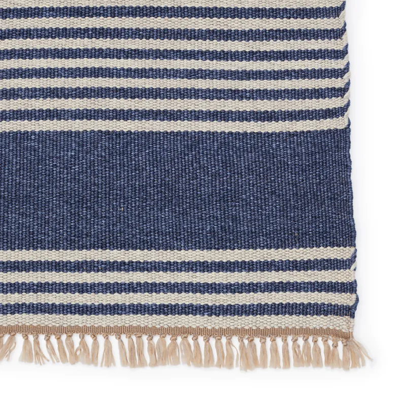 Morro Bay Vibe by  Strand Indoor/ Outdoor Striped Blue/ Beige Area Rug (4'X6')