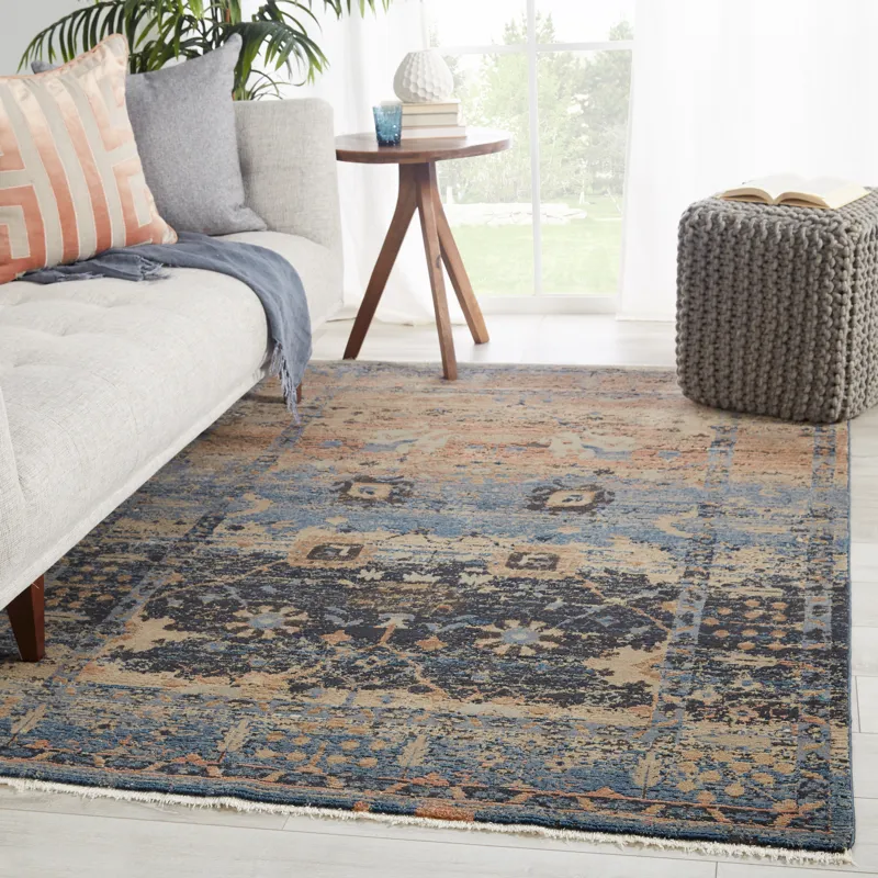Myriad Vibe by  Caruso Oriental Blue/ Taupe Runner Rug (2'6"X8')