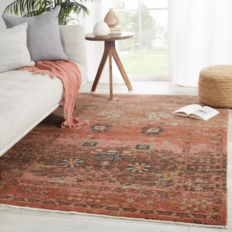 Myriad Vibe by  Caruso Oriental Pink/ Rust Runner Rug (2'6"X12')