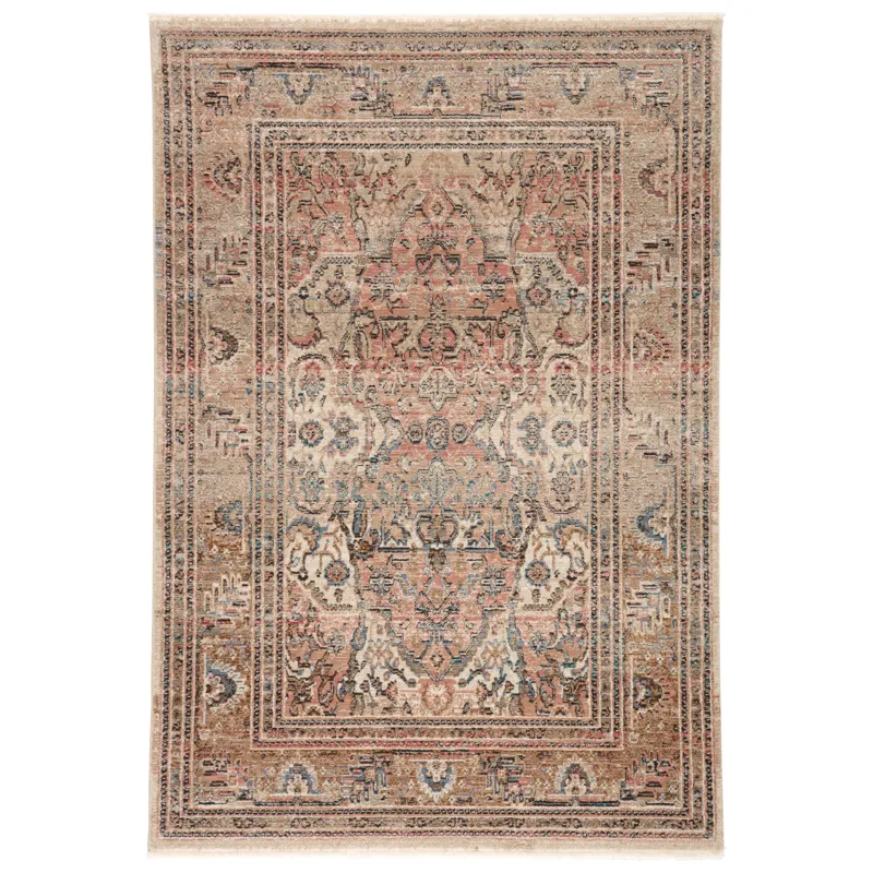 Myriad Vibe by  Ginia Medallion Blush/ Beige Area Rug (7'10"X11'1")