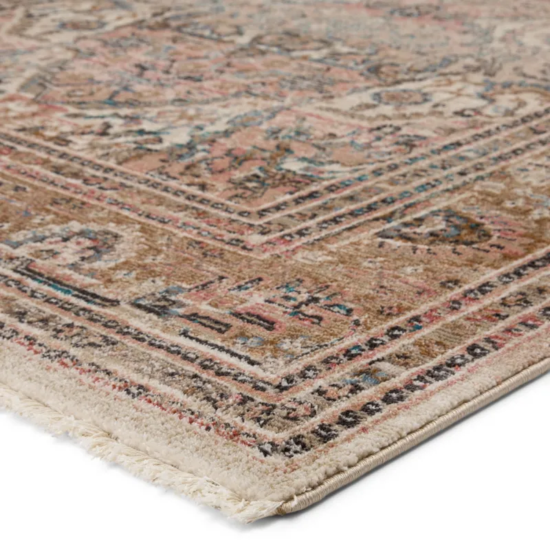 Myriad Vibe by  Ginia Medallion Blush/ Beige Area Rug (7'10"X11'1")