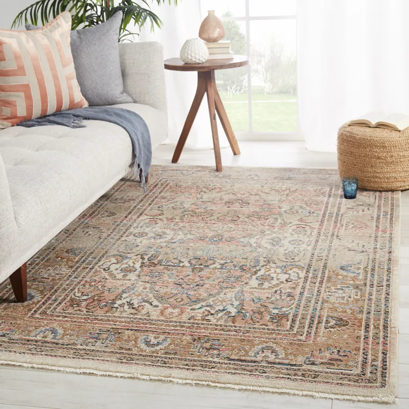 Myriad Vibe by  Ginia Medallion Blush/ Beige Area Rug (7'10"X11'1")