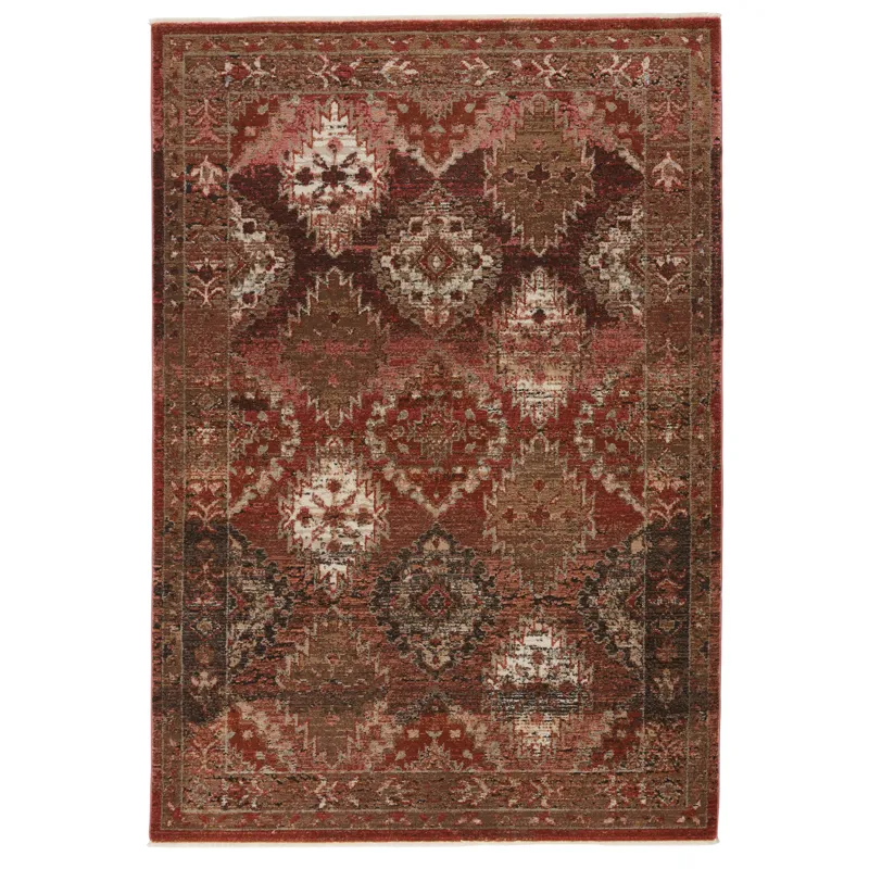 Myriad Vibe by  Lia Medallion Rust/ Pink Area Rug (7'10"X11'1")