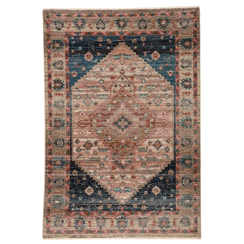 Myriad Vibe by  Elizar Medallion Blush/ Dark Blue Runner Rug (2'6"X12')