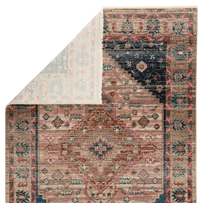 Myriad Vibe by  Elizar Medallion Blush/ Dark Blue Runner Rug (2'6"X12')