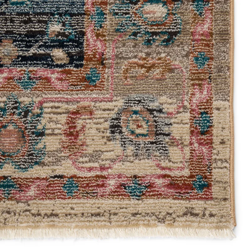 Myriad Vibe by  Elizar Medallion Blush/ Dark Blue Runner Rug (2'6"X12')