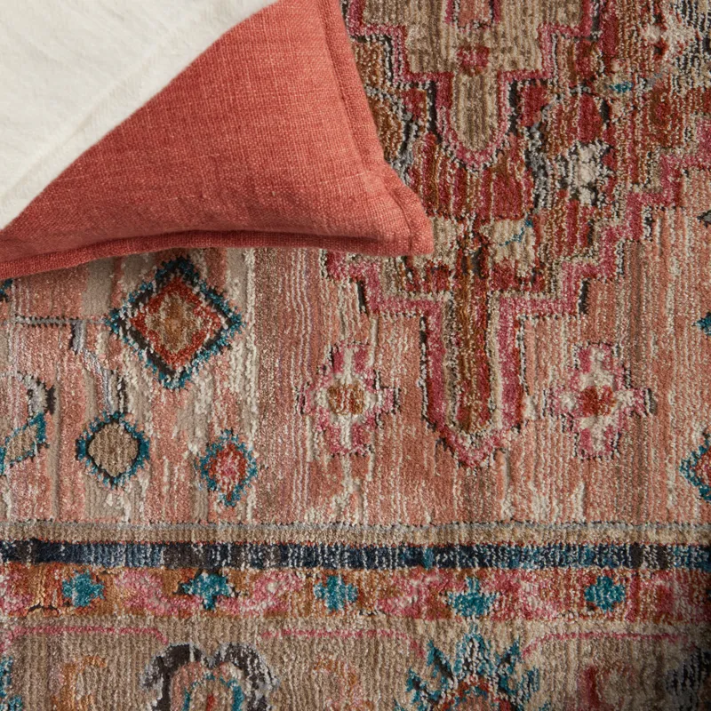 Myriad Vibe by  Elizar Medallion Blush/ Dark Blue Runner Rug (2'6"X12')