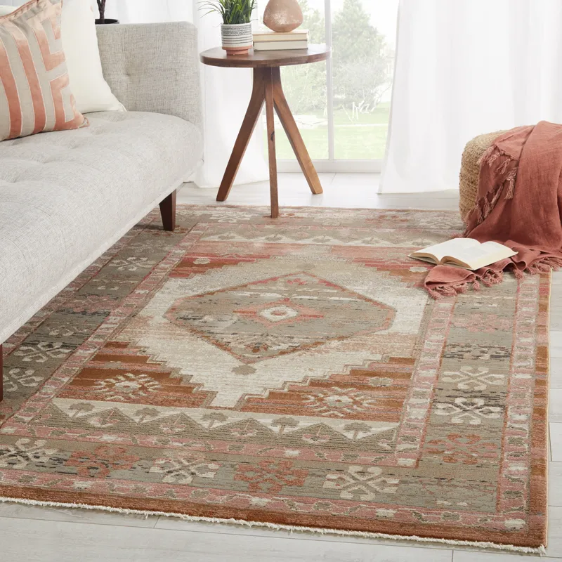 Myriad Vibe by  Constanza Medallion Blush/ Gray Runner Rug (2'6"X8')