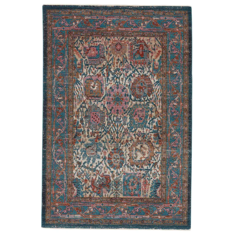 Myriad Vibe by  Romilly Oriental Teal/ Rust Area Rug (5'X7'6")