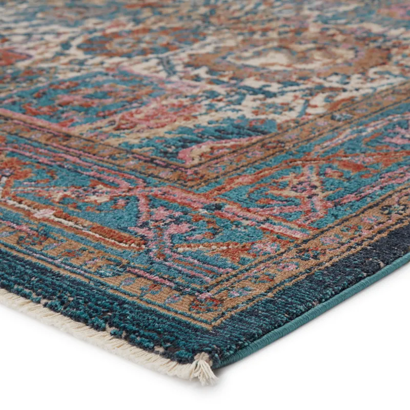 Myriad Vibe by  Romilly Oriental Teal/ Rust Area Rug (5'X7'6")