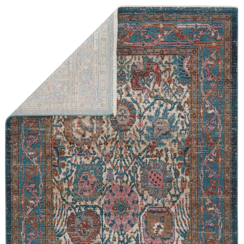 Myriad Vibe by  Romilly Oriental Teal/ Rust Area Rug (5'X7'6")
