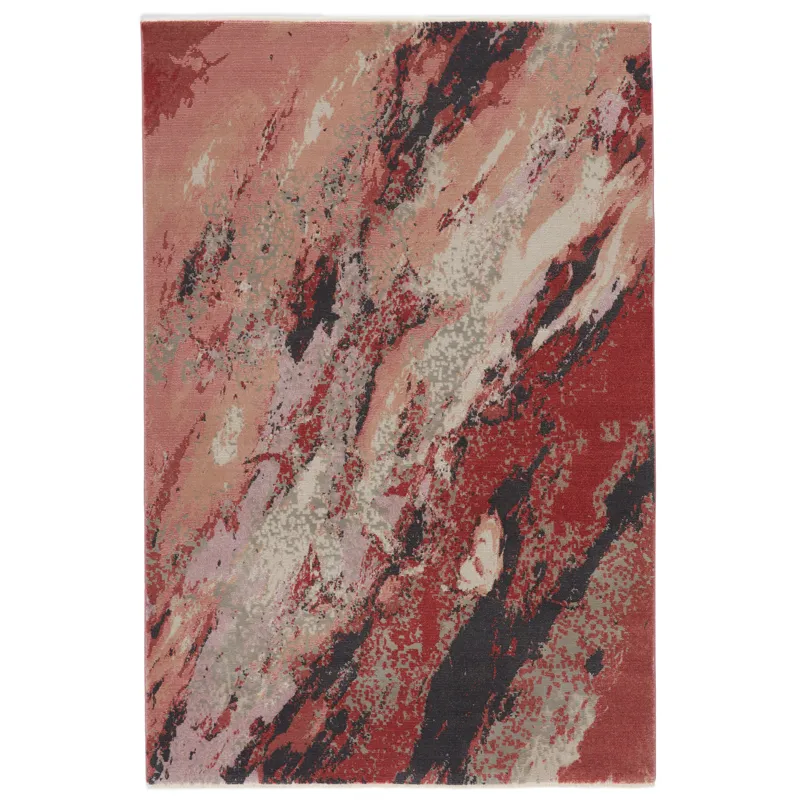 Myriad Vibe by  Emeline Abstract Pink/ Red Area Rug (5'X7'6")