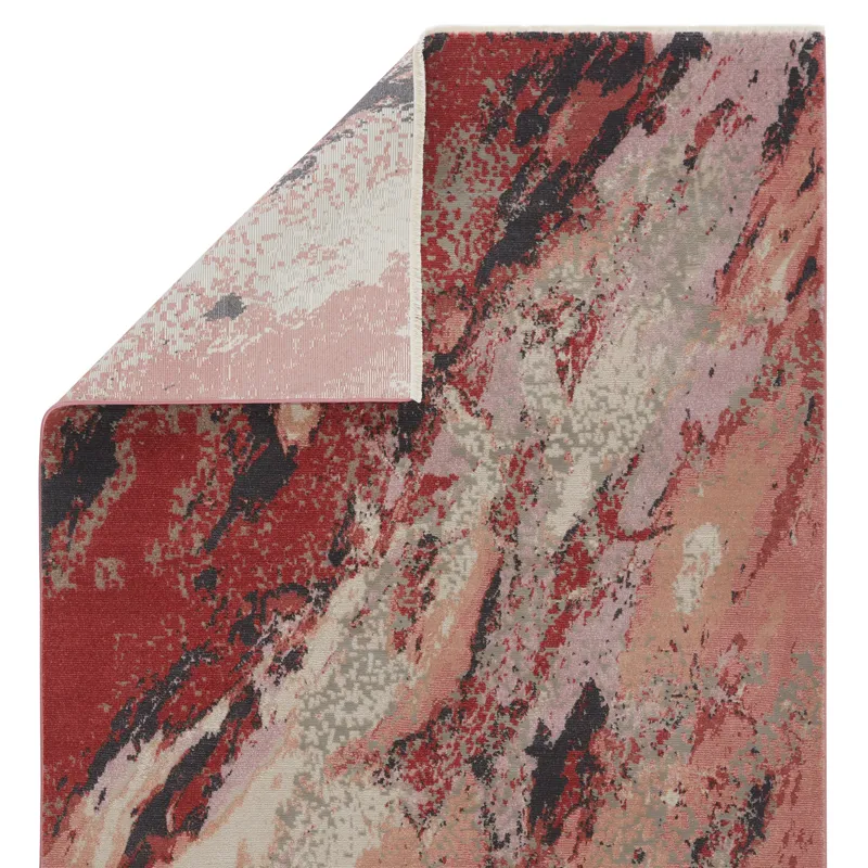 Myriad Vibe by  Emeline Abstract Pink/ Red Area Rug (5'X7'6")
