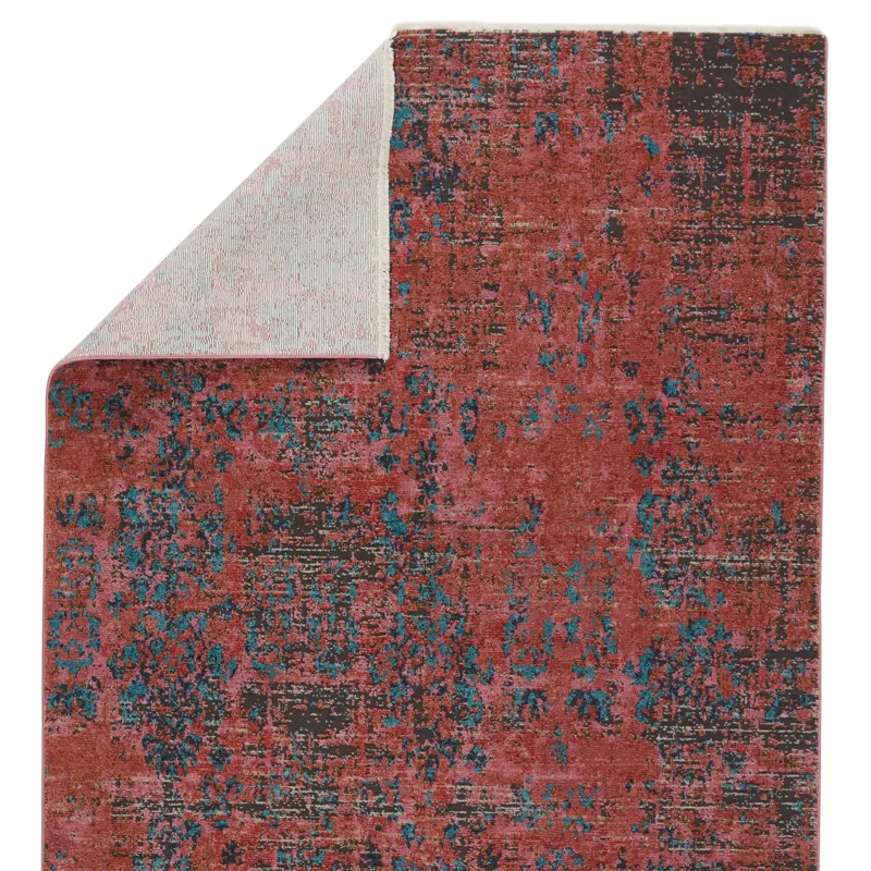 Myriad Vibe by  Ezlyn Abstract Red/ Teal Area Rug (5'X7'6")