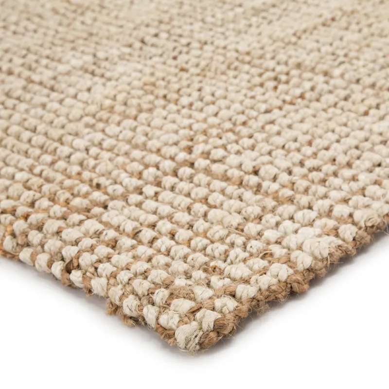 Naturals Lucia Mayen Natural Solid White/ Tan Runner Rug (2'6"X9')
