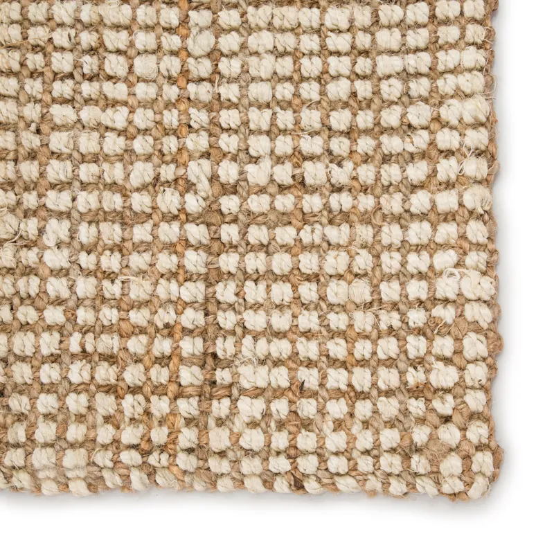 Naturals Lucia Mayen Natural Solid White/ Tan Runner Rug (2'6"X9')