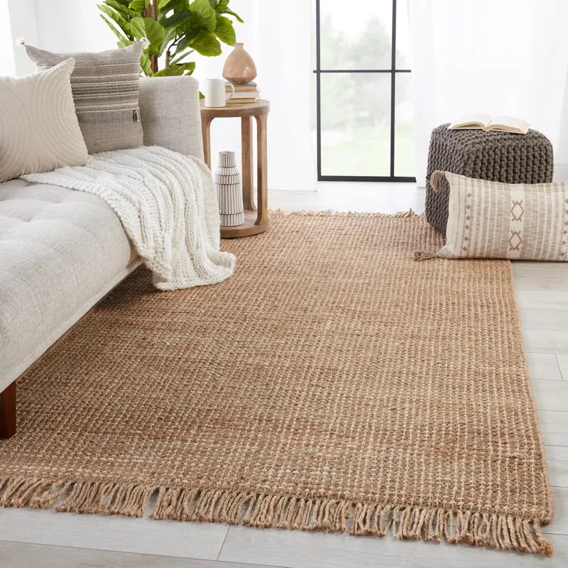 Naturals Lucia Sauza Natural Solid Beige/ Ivory Area Rug (5'X8')