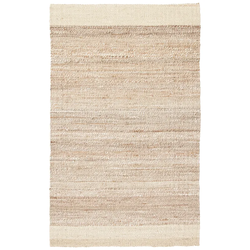Naturals Tobago Mallow Natural Bordered White/ Tan Area Rug (8'X10')