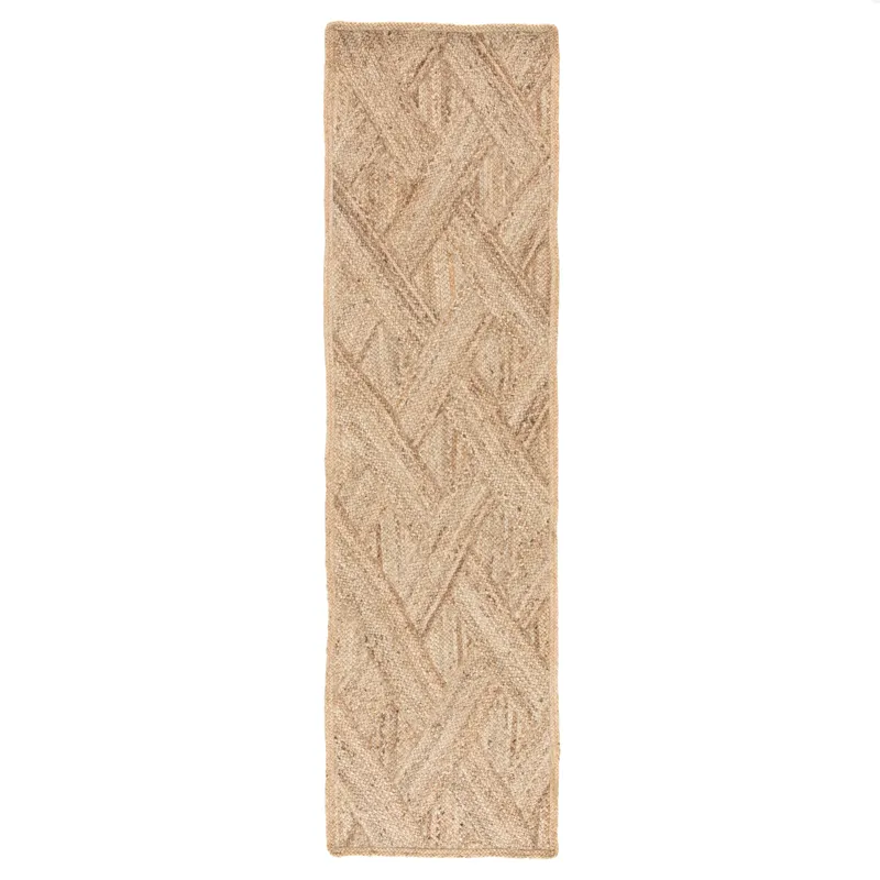 Naturals Tobago Vero Natural Trellis Beige Runner Rug (2'6"X9')