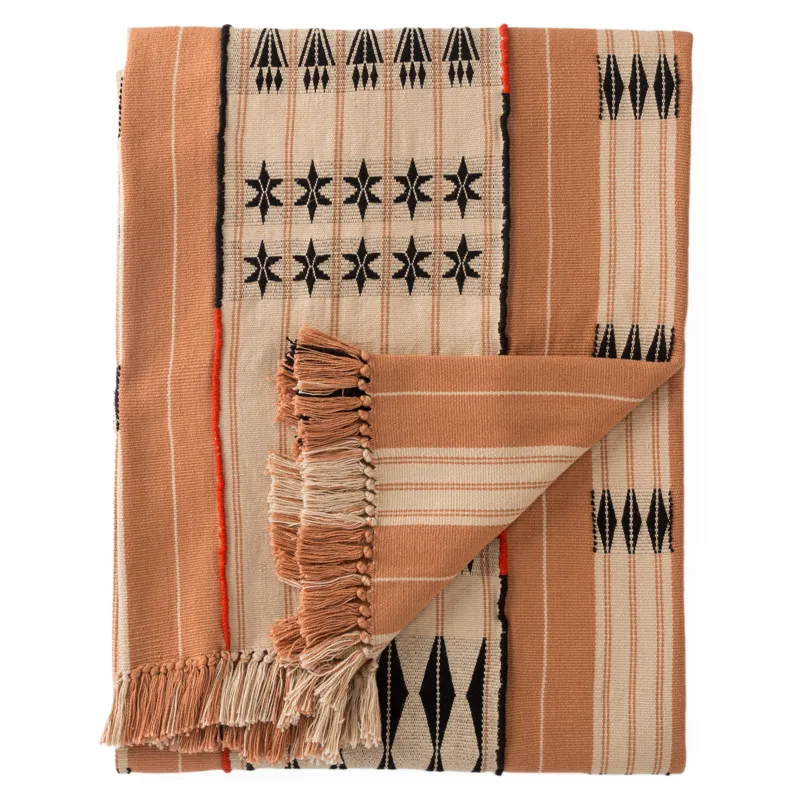 Nagaland Throw Chang Hand-Loomed Tribal Blush/ Beige Throw