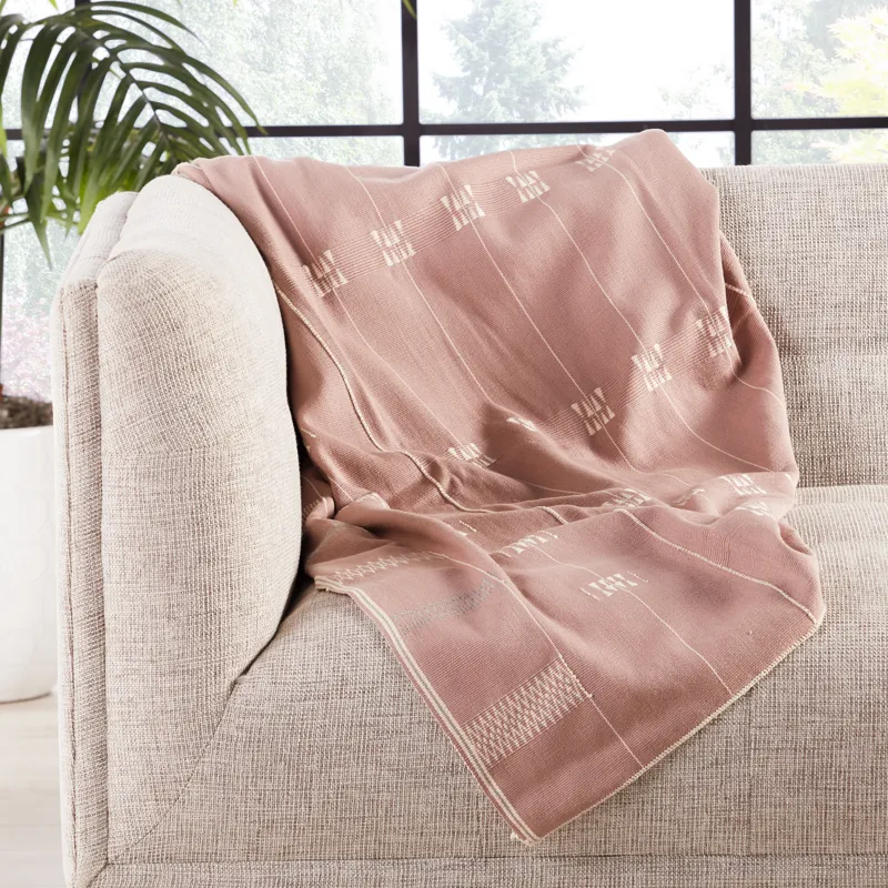 Nagaland Throw Razaphe Hand-Loomed Tribal Mauve/ Cream Throw