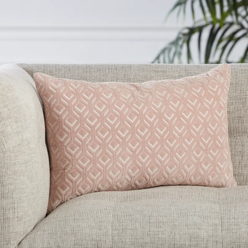 Nouveau Colinet Trellis Blush/ Silver Down Lumbar Pillow