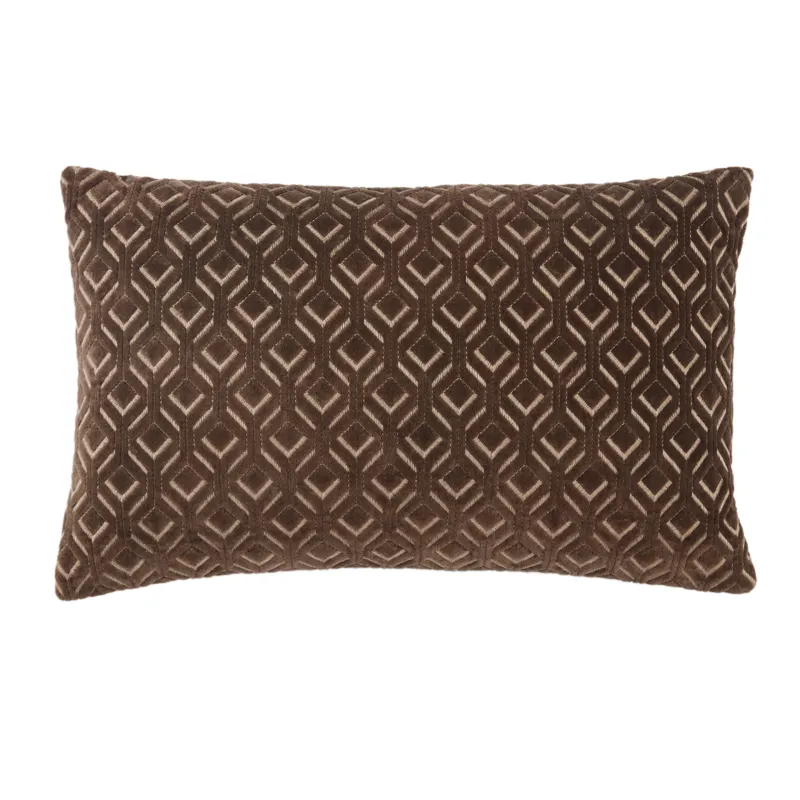 Nouveau Colinet Trellis Dark Taupe/ Silver Poly Lumbar Pillow