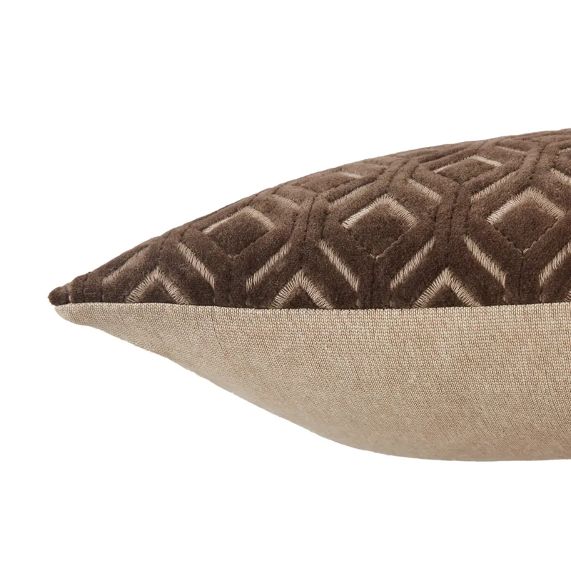 Nouveau Colinet Trellis Dark Taupe/ Silver Poly Lumbar Pillow