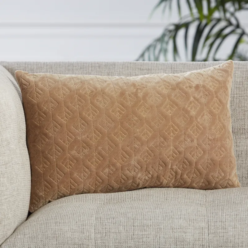 Nouveau Dakon Trellis Beige Poly Lumbar Pillow