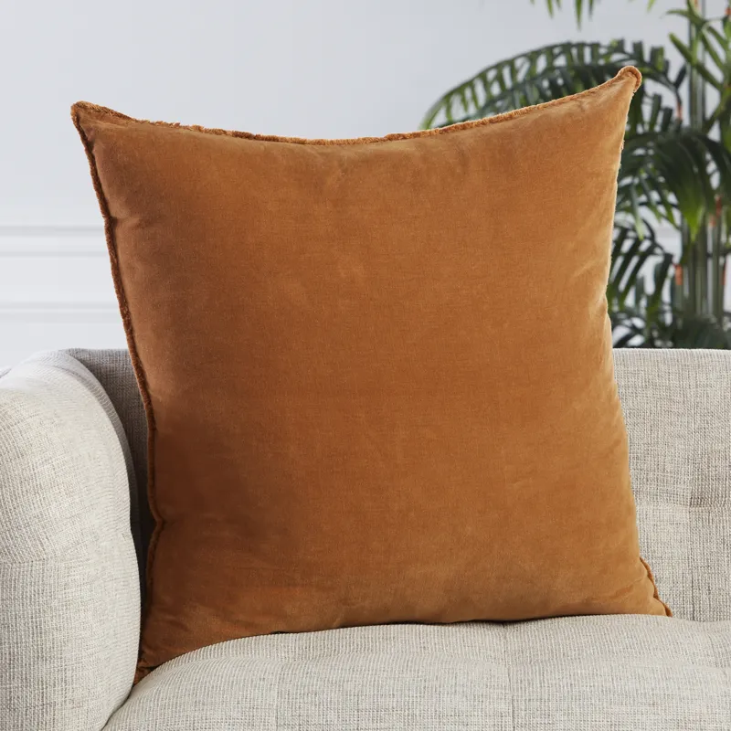 Nouveau Sunbury Solid Brown Poly Throw Pillow 26 inch