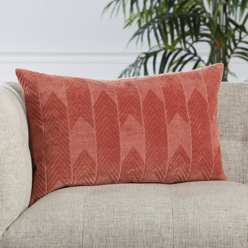 Nouveau Bourdelle Chevron Pink Poly Lumbar Pillow