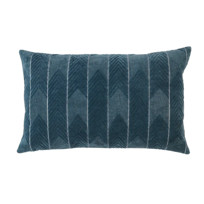 Nouveau Bourdelle Chevron Blue Poly Lumbar Pillow