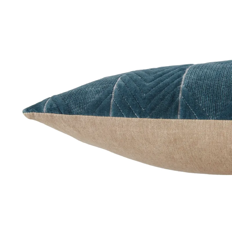 Nouveau Bourdelle Chevron Blue Poly Lumbar Pillow