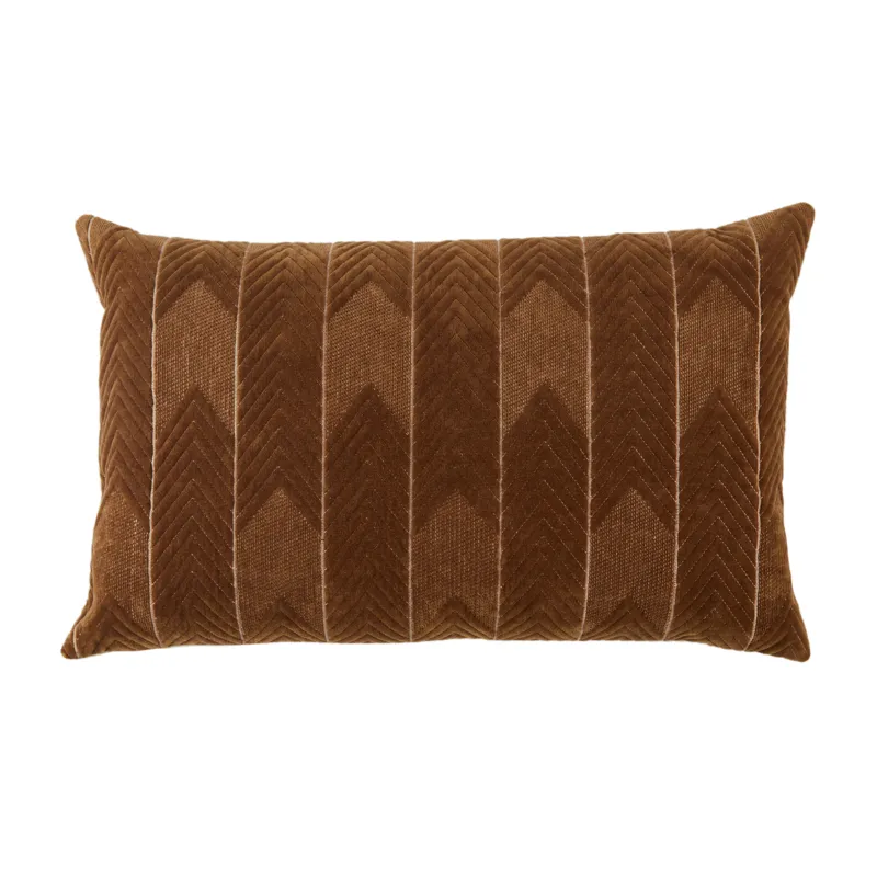 Nouveau Bourdelle Chevron Brown Poly Lumbar Pillow