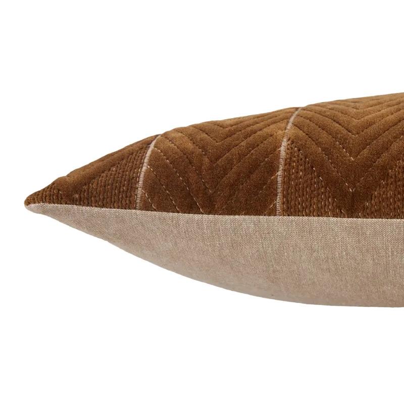 Nouveau Bourdelle Chevron Brown Poly Lumbar Pillow