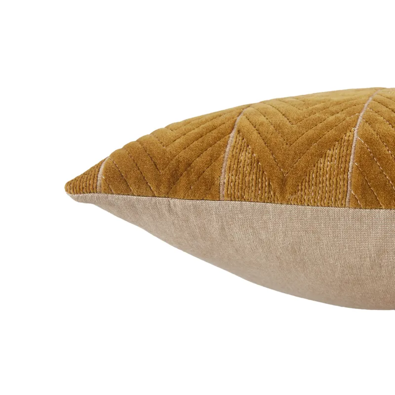 Nouveau Bourdelle Chevron Beige Poly Lumbar Pillow