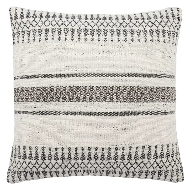 Peykan Prescott Gray/ Ivory Geometric Down Throw Pillow 20 inch